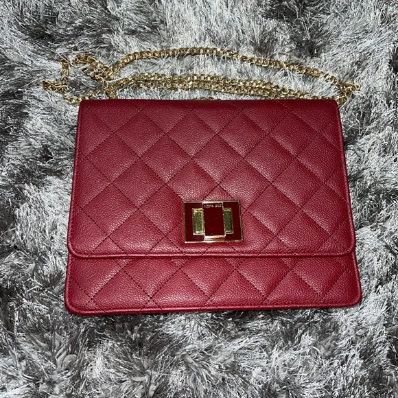 Steve Madden Quilted, Chain strap bag in burgundy/maroon - Picture 1 of 8